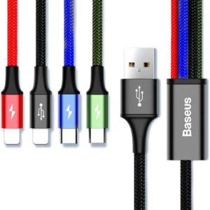 Кабель Baseus 4-in-1 Rapid Series Micro USB - Type-C - Lighting (х2) (CA1T4-A01) 1.2м