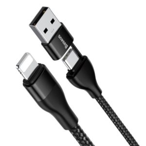 Кабель Baseus 2-in-1 Dual Output Cable USB-A+Type-C to iP 10W/18W (CATLYW-G01) 1м