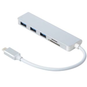 Адаптер Type-C to USB HUB Card Reader 5 in 1 (USB 3.0*3+SD+TF)