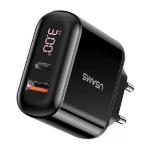 Сетевое зарядное устройство USAMS US-CC085 T23 QC3.0+PD3.0 Digital Display Fast Charger (EU)
