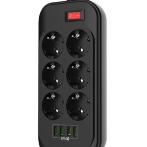 Сетевой фильтр LDNIO SE6403 Defender Series 2500W 6 розеток, 4 USB, 2м