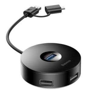 Адаптер Baseus Round Box HUB Adapter USB A + Type-C - 4 x USB 0.12m (CAHUB-GB01, CAHUB-GB02)