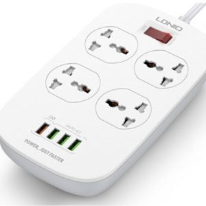 Сетевой фильтр LDNIO SC4407 Defender Series 2500W 4 розетки, 4 USB, 2м