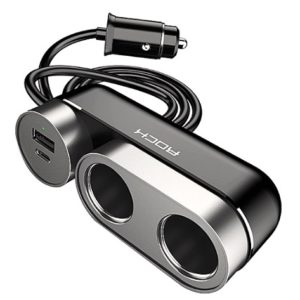 Автомобильная зарядка с разветвителем ROCK RCC-0137 Car Cigarette Lighter Socket (PD) 2 in 1