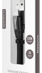Кабель Baseus Two In One Portable Lightning - Micro USB - USB 0.23м (CALMBJ-A01, CALMBJ-A0V, CALMBJ-0S)