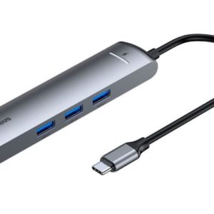 Адаптер Baseus Mechanical Eye 6 in 1 Smart Hub Docking Station Type-C - USB 3.0 х 3, Type-C PD, HDMI, RJ45 (CAHUB-J0G)